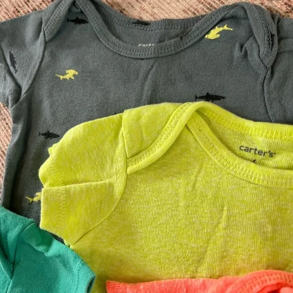 Carter's Kids One Piece Bodysuit Set - Blue, Green, Orange - Picture 5 of 6